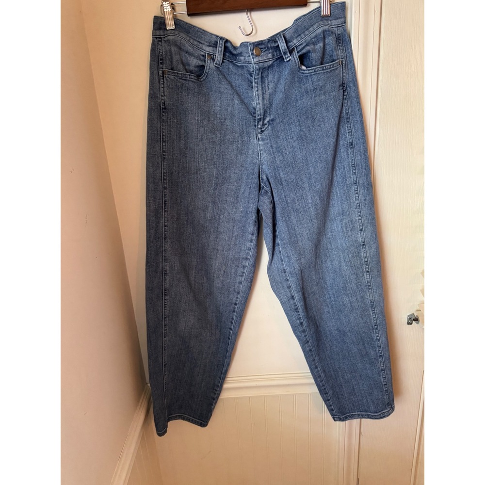 Eileen Fisher Tapered Organic Cotton Jeans Medium Wash Blue Size M